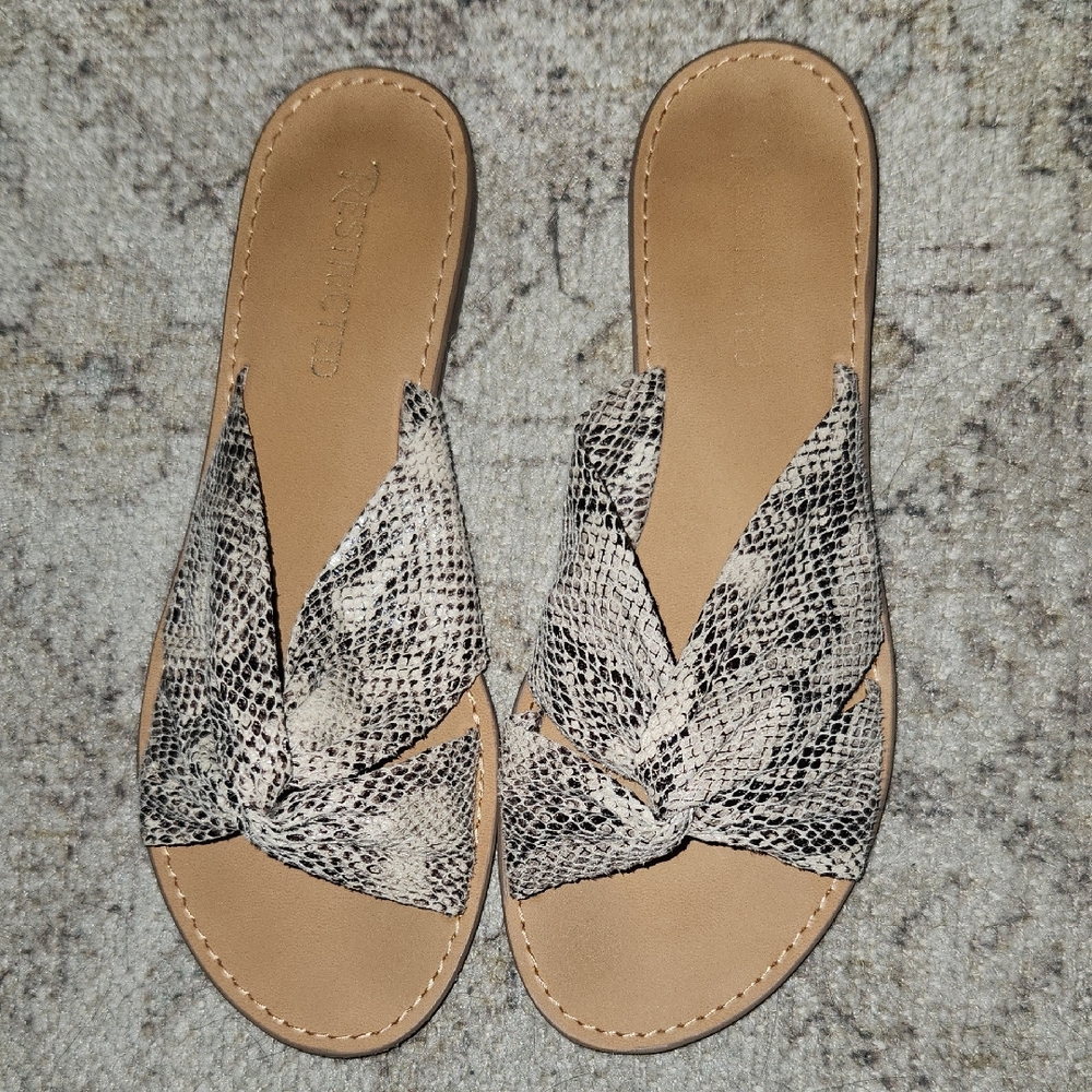 Snake-Print Knot Slide Sandals - Women